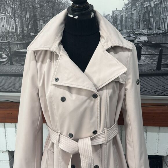 Calvin Klein hooded double-breasted water-resistant trench coat Large Cream - Picture 2 of 12